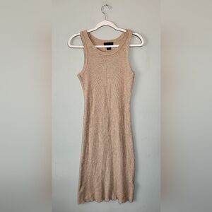 RACHEL ZOE NWOT Midi Dress | Size Medium | Ribbed Knit | Neutral Beige